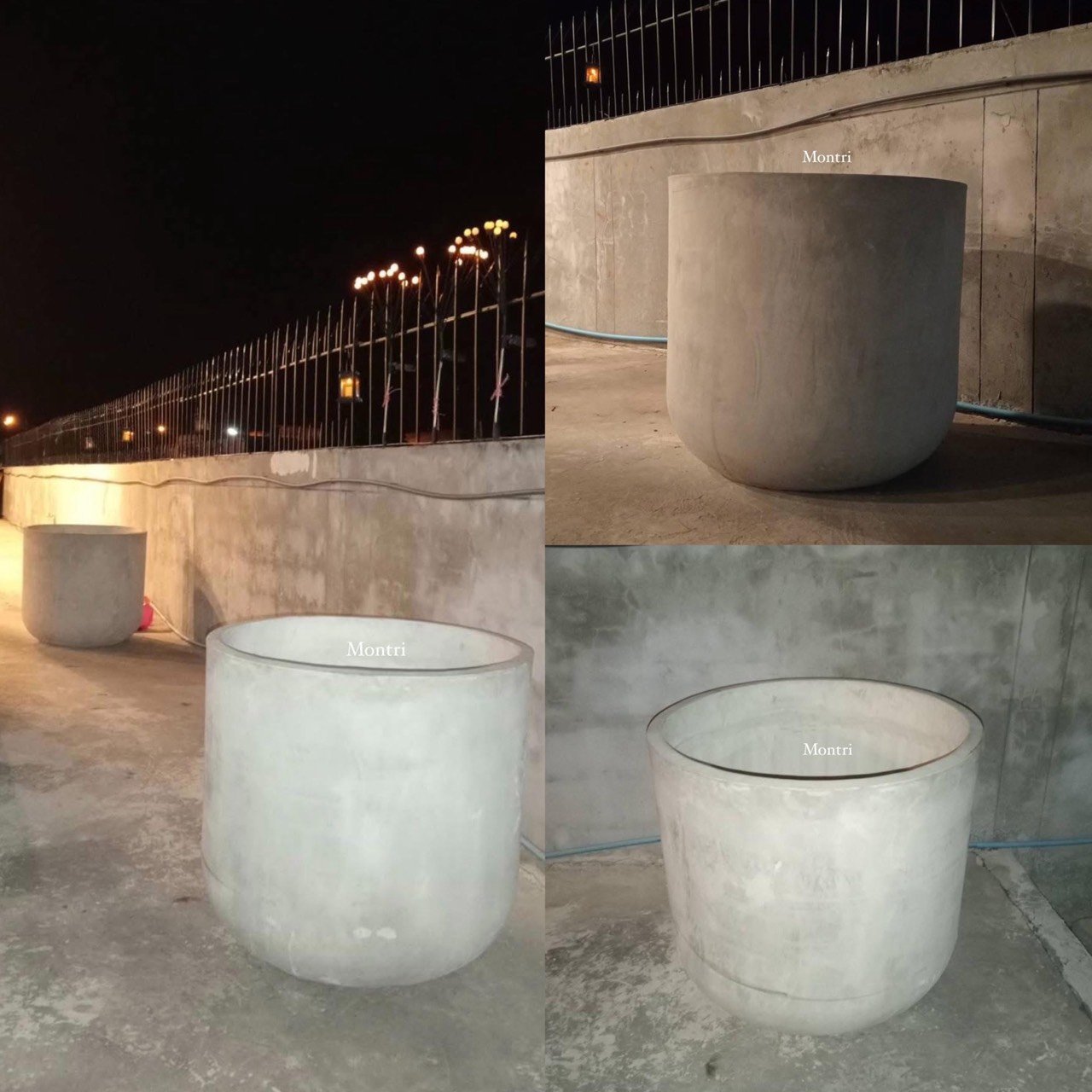 กระถางปูนเปลือยใบใหญ่ทรงโมเดิร์น ขนาด 80 × 80 ซม. สำหรับงานจัดสวนและตกแต่งภูมิทัศน์ภายในโครงการ