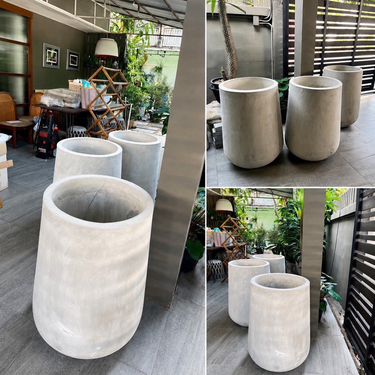 กระถางปูนเปลือยใบใหญ่สไตล์โมเดิร์น ขนาด 50 × 80 ซม. สำหรับจัดสวนบ้านพักส่วนตัว