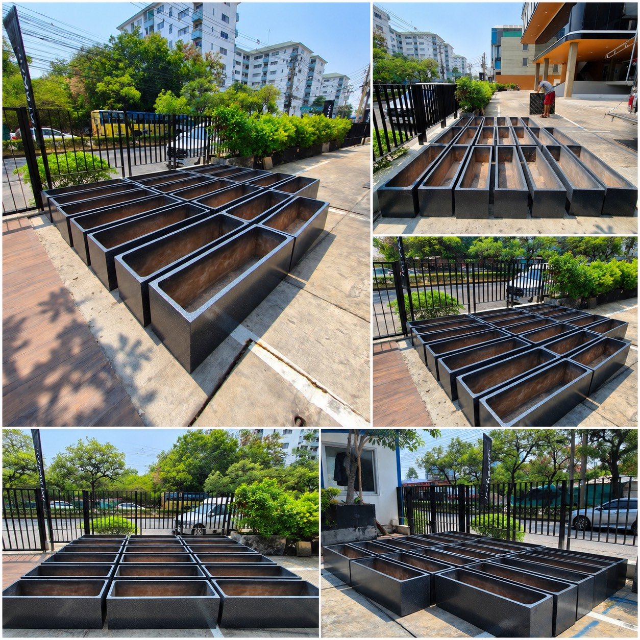 กระถางต้นไม้ปูนโมเดิร์น ขนาด 30 × 100 × 30 ซม. สำหรับโครงการที่อยู่อาศัยและพื้นที่จัดสวน