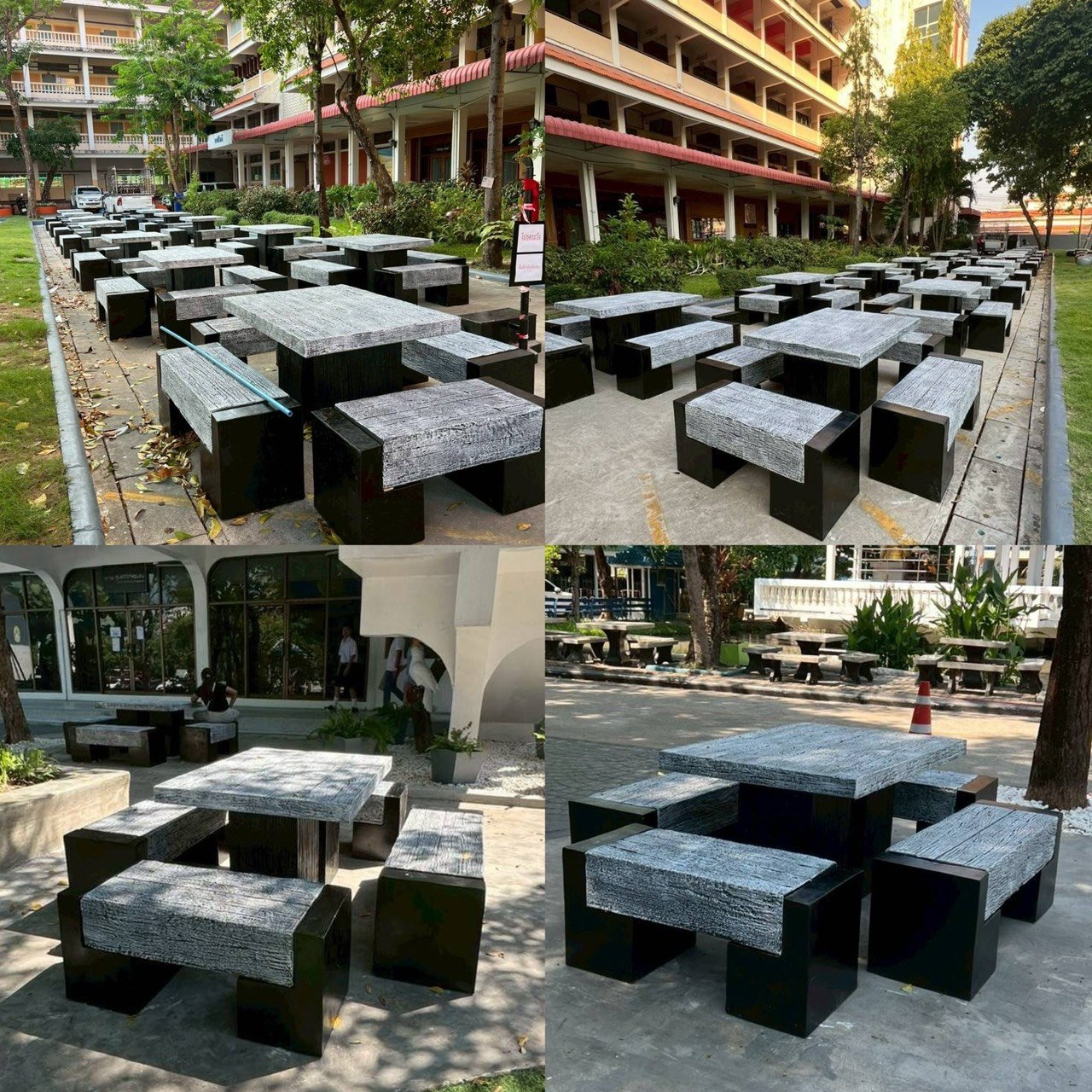 ผลงานชุดโต๊ะสนามไม้หมอนสไตล์โมเดิร์น ขนาด 120 เซนติเมตร จำนวน 23 ชุด โรงเรียนวัดราชโอรส เขตจอมทอง กรุงเทพมหานคร