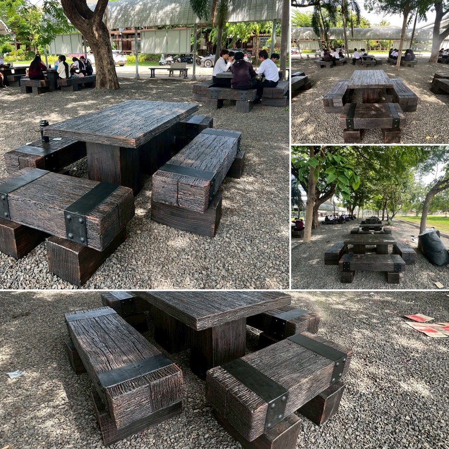 ชุดโต๊ะสนามไม้หมอนคอนกรีต 12 ชุด มหาวิทยาลัยเกษตร จังหวัดบุรีรัมย์