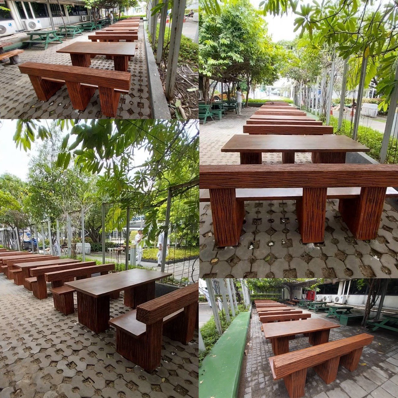ชุดโต๊ะสนามพนักพิงลายไม้หลายชุด ภายในหน่วยงาน ย่านลาดกระบัง กรุงเทพมหานคร