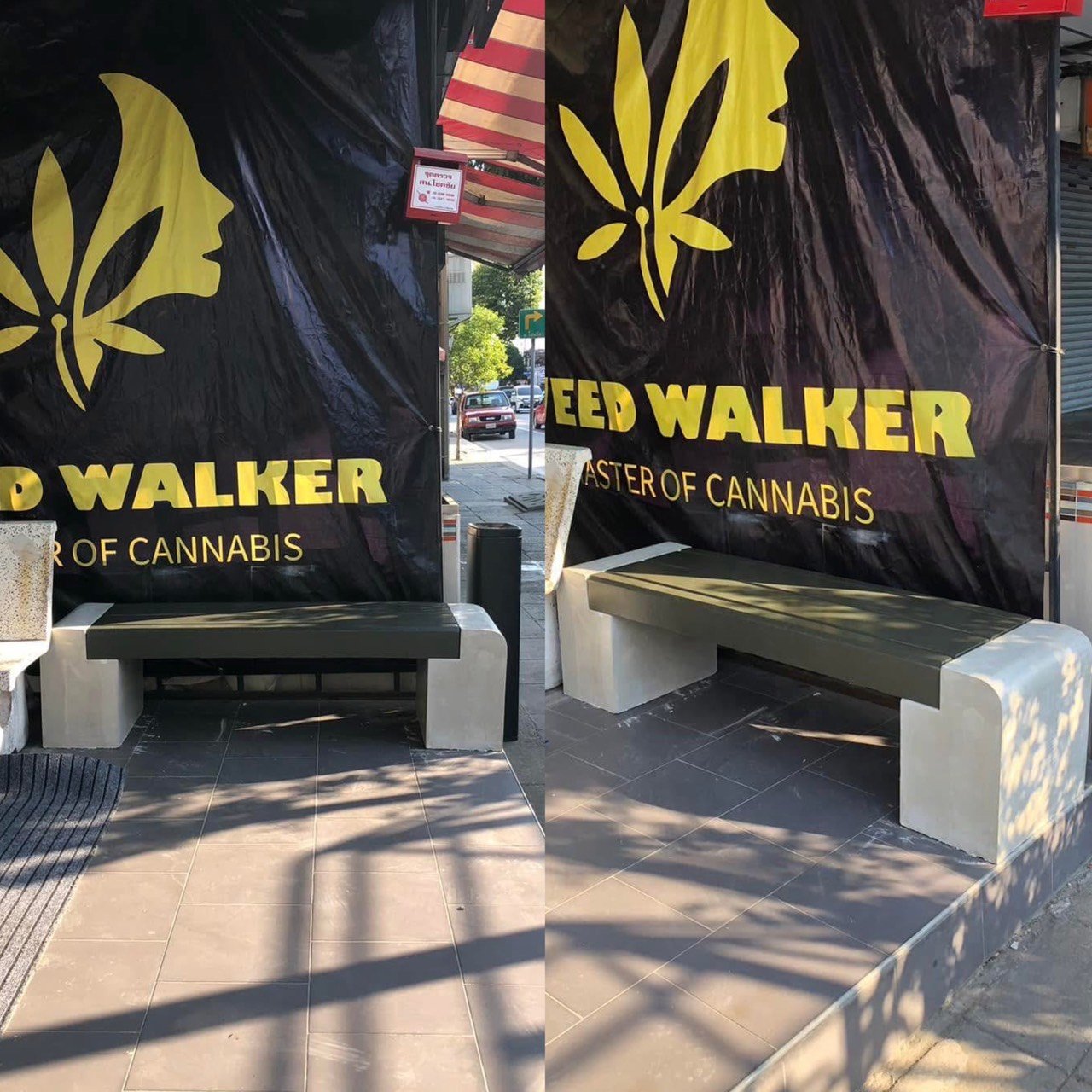ม้านั่งสนามคอนกรีตเสริมเหล็กสไตล์โมเดิร์น ขนาด 40x150x40 ซม. หน้าร้าน WEED WALKER กรุงเทพฯ