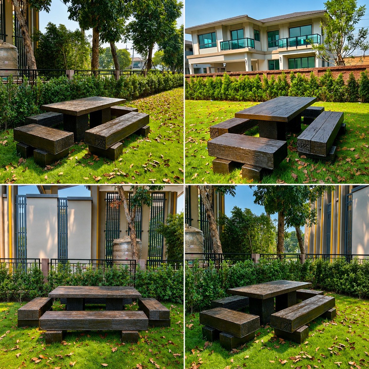ชุดโต๊ะสนามไม้หมอน ขนาด 180x90 ซม. สำหรับพื้นที่ส่วนกลางนิติบุคคลหมู่บ้านและโครงการที่อยู่อาศัย