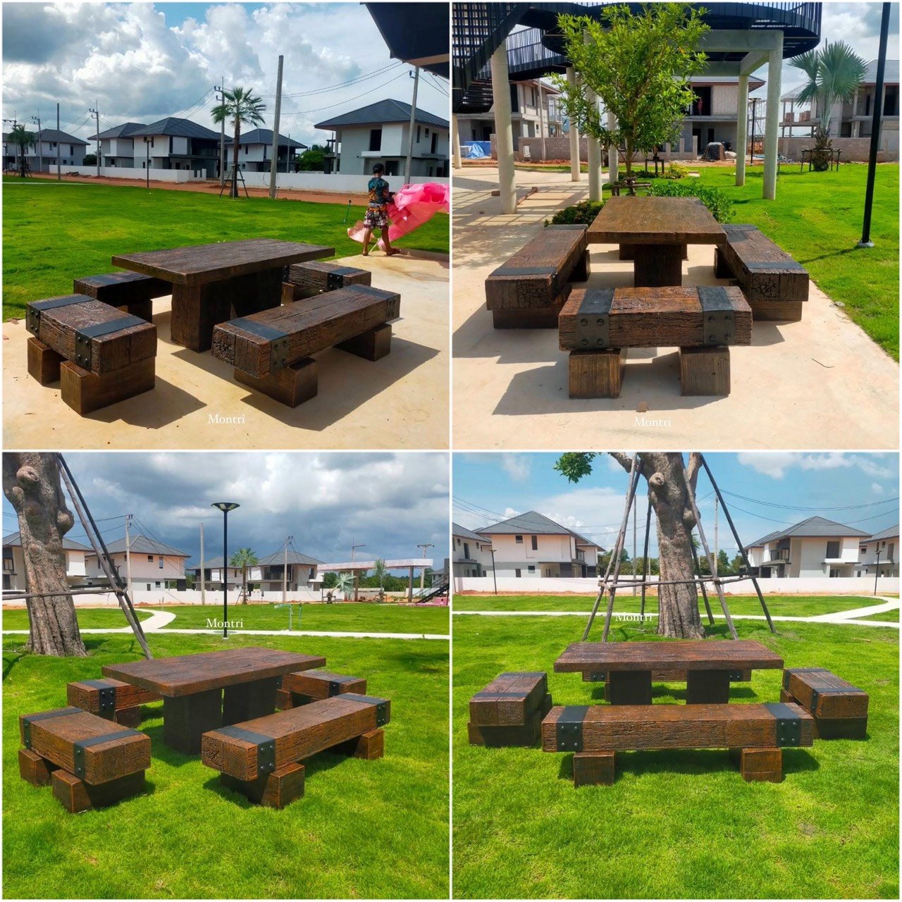 ชุดโต๊ะสนามไม้หมอน ขนาด 180x90 ซม. รองรับ 10–12 คน พื้นที่ส่วนกลางโครงการบ้านสุธาทิพย์ หาดใหญ่ สงขลา