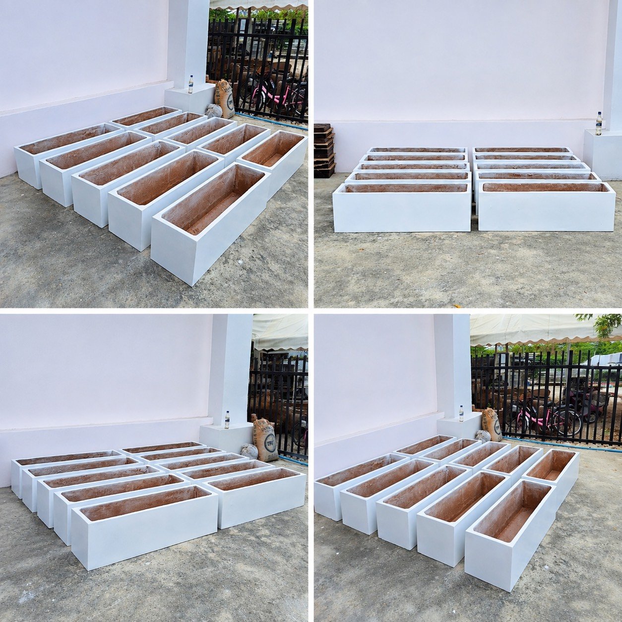 กระถางปูนสไตล์มินิมอลสีขาว ขนาด 30 × 100 × 30 ซม. จำนวน 10 ใบ สำหรับงานจัดสวนและภูมิทัศน์